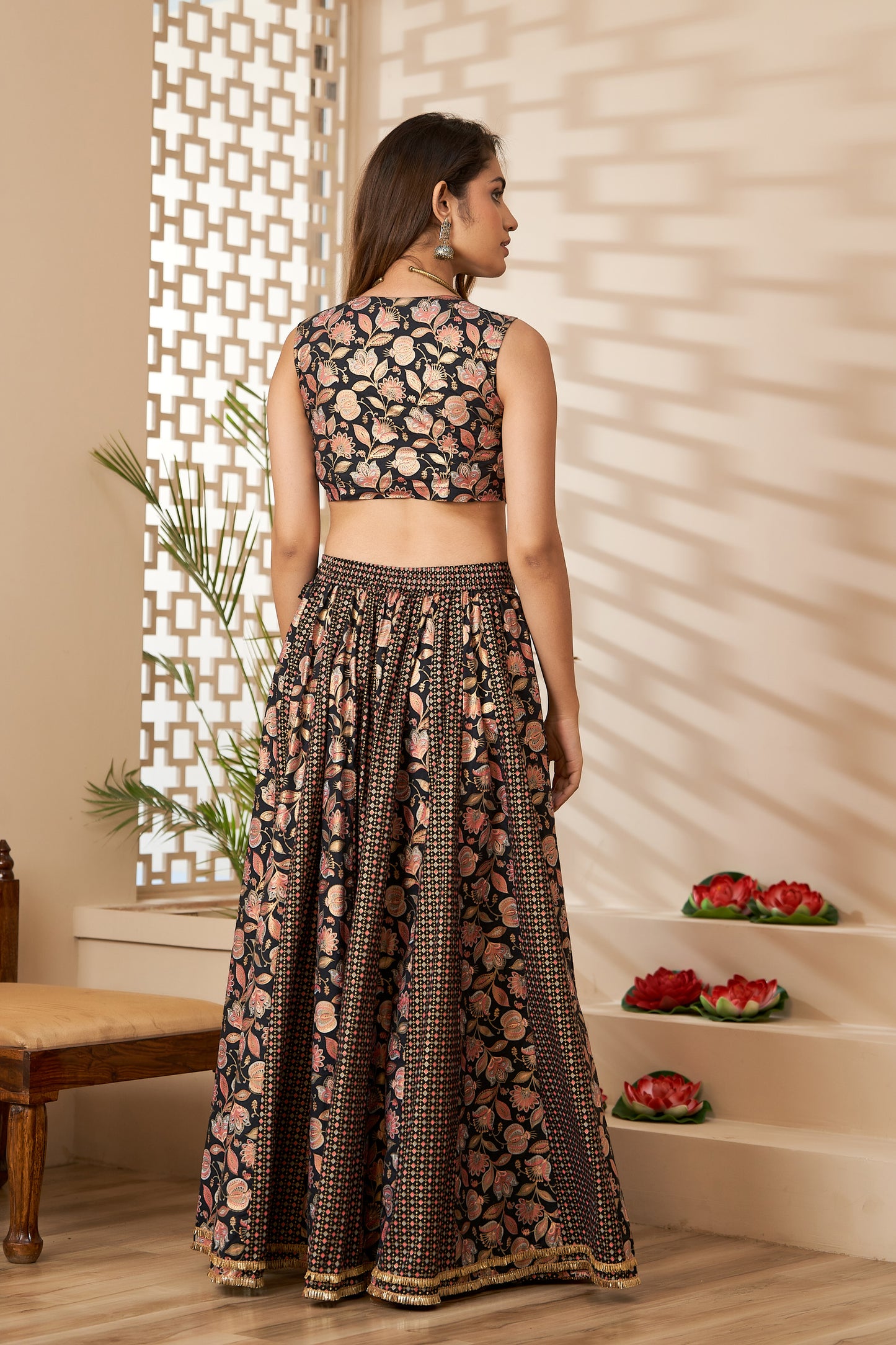 Black gold Foil Printed Lehenga and Choli(A222K3BLK)